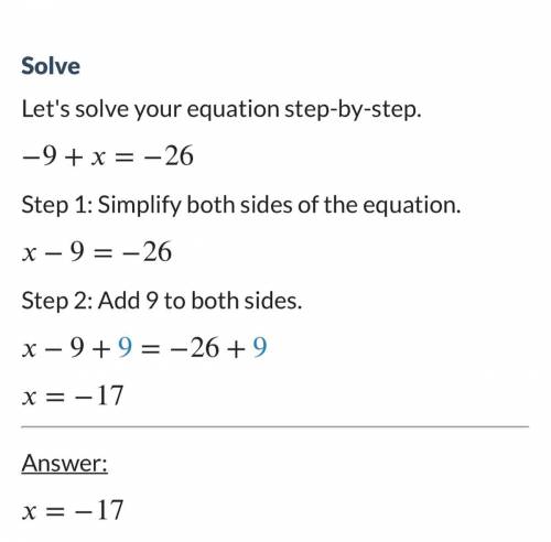 Solve these equations for brainliest

need the answers asap :(
1. 21 = x/18
2. −9 + x = −26
3. 29 +