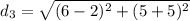 d_3=\sqrt{(6-2)^2+(5+5)^2}