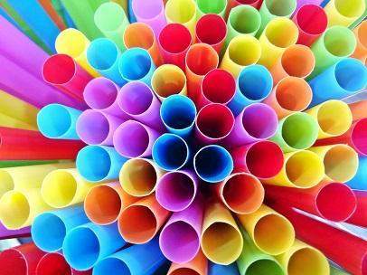 This image shows the tops of several multicolored straws. in what ways does