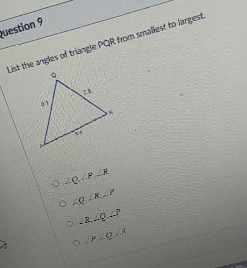 List the angles of triangle pqr from smallest to largest