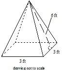 Use a formula to find the surface area of the square pyramid. 45 ft^2 81 ft^2