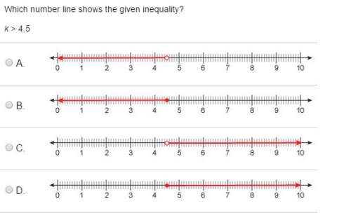 Which number line shows the given inequality?  k &gt; 4.5 a.
