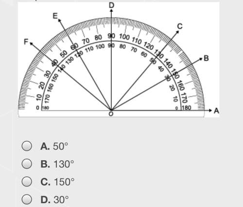 Angle c has what measurement according to the protractor?