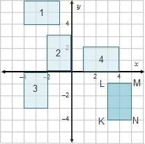 The rule t1, -4 ro, 180°(x, y) is applied to rectangle klmn. which rectangle shows the final image?