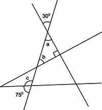 what are the measures of angles a, b, and c? show your work and explain yo