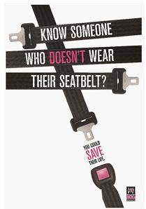 Look at this poster from the click it or ticket mobilization media campaign. which