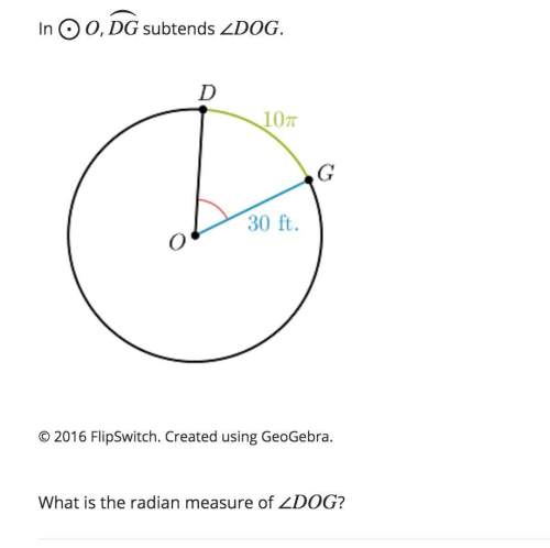 What is the radian measure of ∠dog?  a. 300π  b. 30π/10 c. π/3 d. 3π