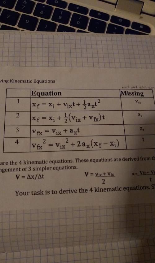 Deriving kinematic equations 1) xf=xi+bit+1/2at^2 don't need to use vf2) xf=xi+1/2(xi+vf