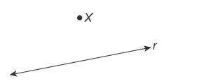 What are the steps for using a compass and straightedge to construct a line through point x that is