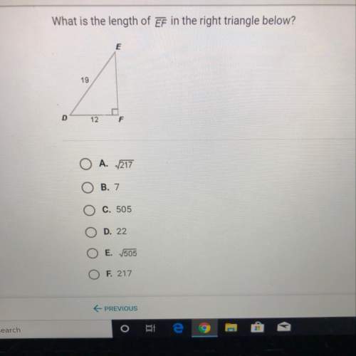 What is the length of ef in the right triangle below?