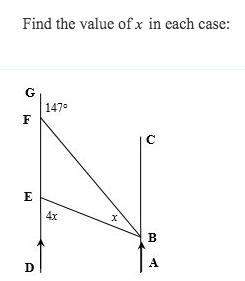 Find the value of x; you just have to know about exterior and interior angles of a triangle to figu