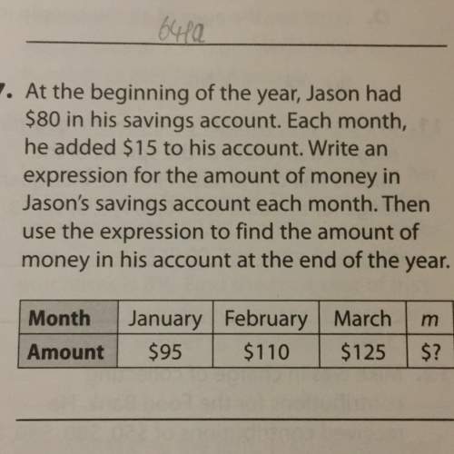 At the beginning of the year, jason had $80 his savings account. each month, he added $15 to his acc