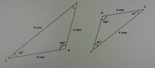 Given that triangle abc is similar to triangle pqr in the figure below, find b) the length of