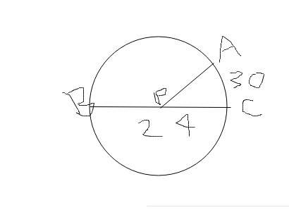 In circle p, bc=24. what is the length of arc ac?