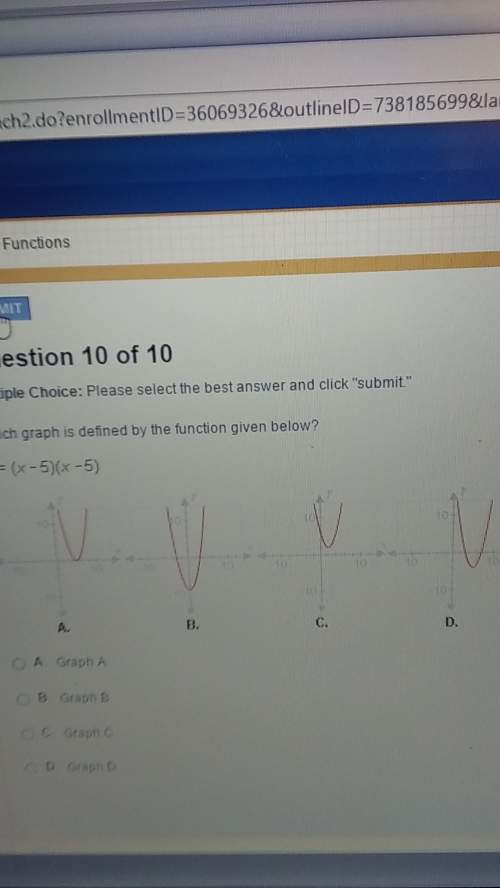 which graph is defined by the function given below y=(x-5)(x-5)a. graph ab g