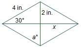 Aquilt piece is designed with four congruent triangles to form a rhombus so that one of the diagonal