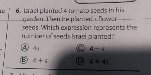 Israel planted 4 tomato seeds in his garden. then he planted s flower seeds. which expression repres