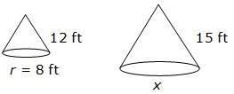 The cones below are similar, although not drawn to scale.  what is the length of the radius of