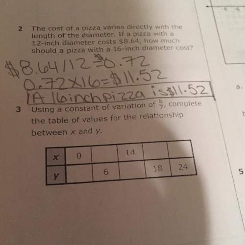 Using a constant of variation of complete the table of values for the relationship betwe