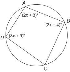 quadrilateral abcd  is inscribed in this circle. what is the measure of angle c?