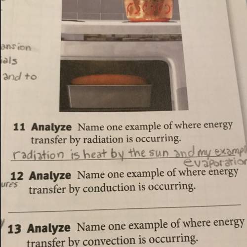 Name one example of where energy transfer by conduction is occurring