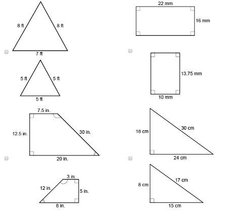 Which pairs of polygons are similar?  select each correct answer.