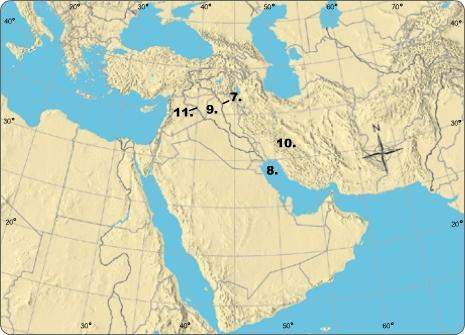 What geographic feature is indicated by #10? arabian desert
