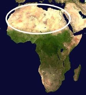 what landform is circled on the map above?  a. the atlas mountains b.