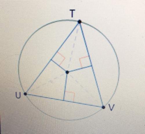 The figure shows a circle circumscribed around a triangle. what is constructed first when creating t