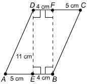 What is the area of this parallelogram?  44 cm² 55 cm² 99 cm²