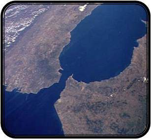 The image above shows a(n) a narrow body of water that connects two larger bodies of water. a