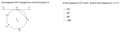 Answer asap if the measure of uv is 84°, what is the measure of yuv? (see picture)