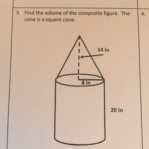 Find the volume of the composite figure. the cone is a square cone