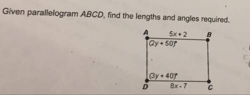 Given pallelogram abcd, find the lengths and angles required.