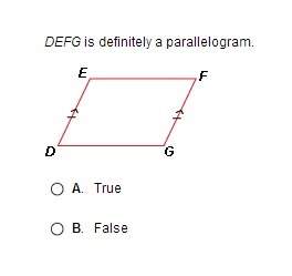 True or false.  defg is definitely a parallelogram.