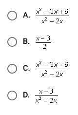What is the difference of the rational expressions below? 2/x-2 - 3/x