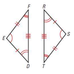 What is a congruence statement for the following congruent triangles?  a. edf= str