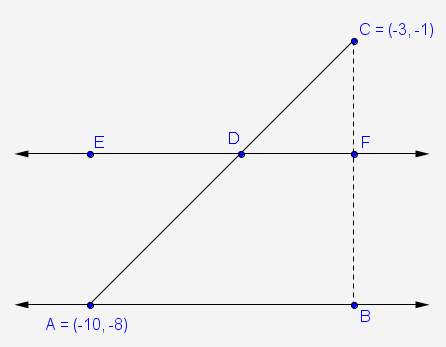 "in the diagram, line ab and ef are horizontal lines and cb is a vertical line segment. if fb : fc