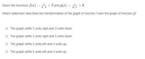 Which statement describes the transformation of the graph of function f onto the graph of function g