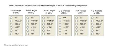Select the correct value for the indicated bond angle in each of the following compounds: