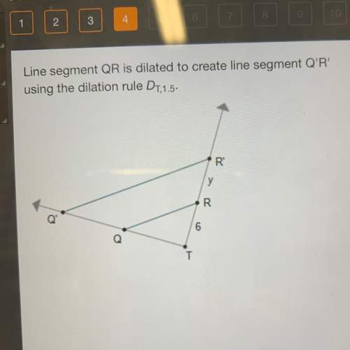 Line segment qr is dilated to create line segment q'r' using the dilation rule dt, 1.5