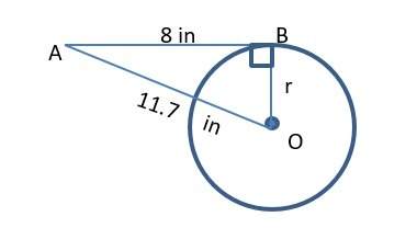 Ab is tangent to circle o. find the length of the radius.