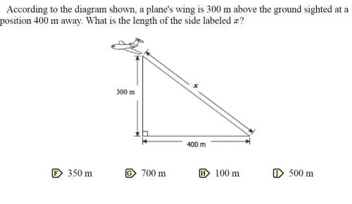 According to the diagram shown, a plane's wing is 300 m above the ground sighted at a position 400 m
