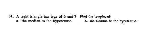 How do i solve problem a. and problem b? (using the pythagorean theorem). a. the median to the hypo