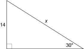 What is the value of x in this figure?  143√ 282√ 28
