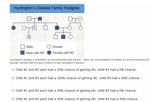 Huntington’s disease is inherited in an autosomal dominant pattern. what was the probability of chil