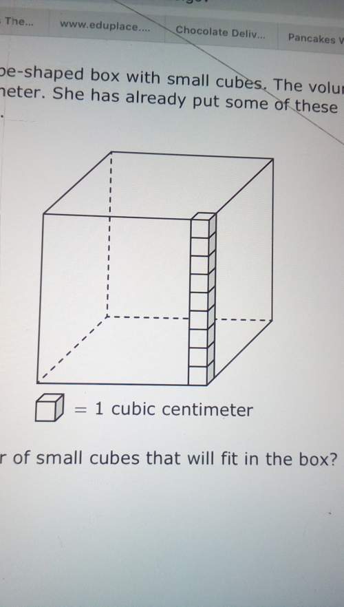 Rabekah is filling a cube-shaped box with small cubes. the volume of each of these cubes is 1 cubic