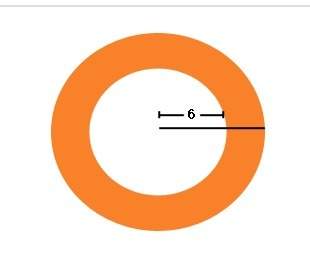If the combined area of the white and orange regions is 100π, what is the area of only the orange re