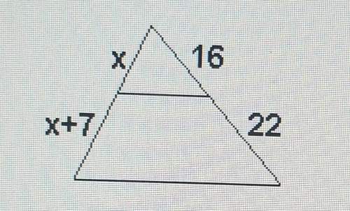 In the figure below, the segment is parallel to one side of the triangle. find the value of x.