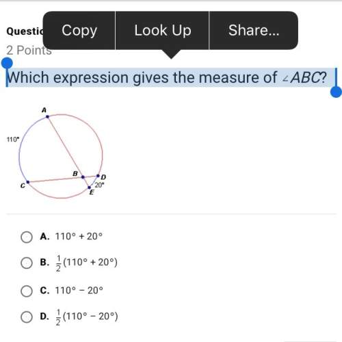 Which expression gives the measure of abc
